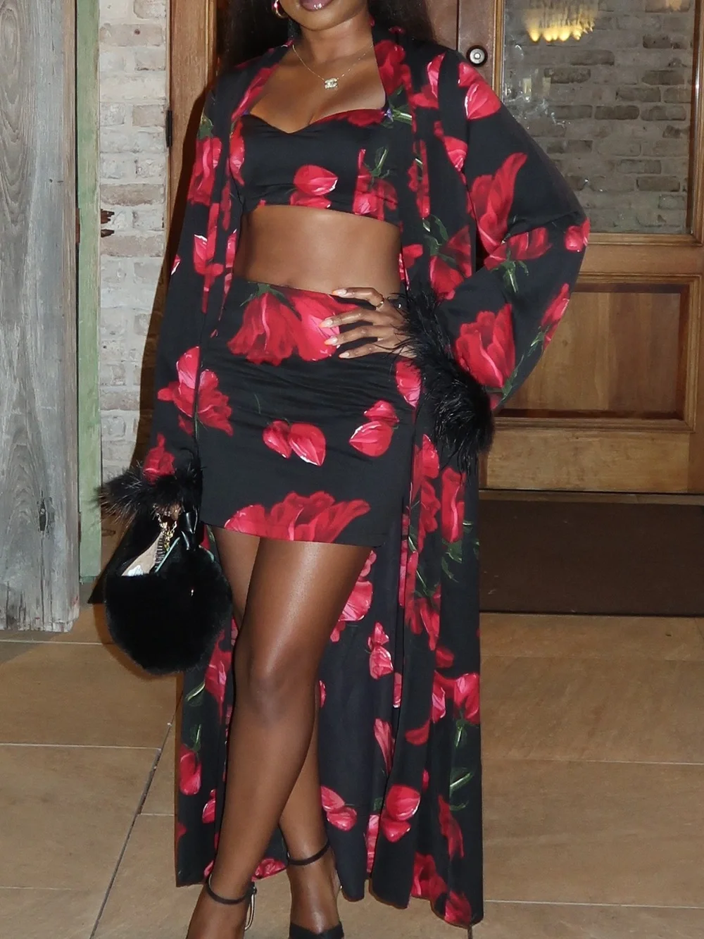 Wait for me chiffon 3 piece kimono set
